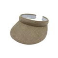 Khaki woven visor hat with wide brim for sun protection, viewed from 45-degree angle - Kids / Beige