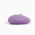 Detailed texture of purple wool felt beret featuring classic French style top tail - M / Light Purple