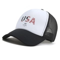 Cappellino trucker USA 1776 nero e bianco con rete traspirante e frontale in schiuma - Regolabile / Nero & Bianco