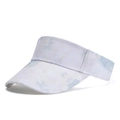 Blue and white tie-dye sun visor hat for outdoor beach activities with wide brim - One Size / Off-White