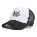 Klassische Trucker-Cap mit US-Adler-Druck, Mesh-Einsatz und verstellbarem Verschluss - Verstellbar / Schwarz & Weiß