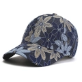 Casquette de baseball en dentelle florale pour femme en bleu marine et beige chic - Réglable / Bleu marine