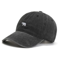 Vintage dark grey washed cotton baseball cap with polar bear embroidery and curved brim - Adjustable / Black