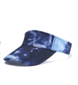 Outdoor sun visor hat featuring a blue tie-dye pattern and a pre-curved brim style - One Size / Navy Blue