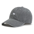 Vintage dark grey washed cotton baseball cap with polar bear embroidery for sun protection - Adjustable / Gray