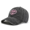 Damen Baseballkappe aus gewaschener Baumwolle mit rosa Herz-Stickerei und Colorado-Schriftzug - Verstellbar / Schwarz