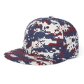 Flat brim snapback hat featuring a red white and blue digital camouflage ripstop pattern - Adjustable / Red Camouflage