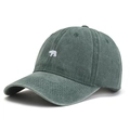 Gorra de béisbol vintage de algodón lavado verde con bordado de oso polar - Ajustable / Verde Militar
