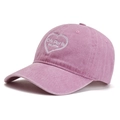 Vintage washed purple baseball cap with heart embroidery and Paris EST 1996 text design - Pink