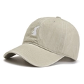 Classic beige baseball cap with white rabbit embroidery and six-panel soft top design - Adjustable / Off White