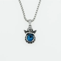 Retro Edelstahl Halskette mit Engel-Anhänger und großem dunkelblauem Kristall - Blauer Strass Anhänger Mit Kette