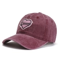 Vintage gewaschene rote Baseballkappe mit Herzstickerei und Colorado Schriftzug - Verstellbar / Burgunderrot