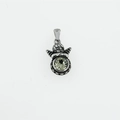 Vintage-Silberengel-Anhänger mit einem hellgelb-grünen facettierten Kristall-Edelstein - Weißer Strass Anhänger Ohne Kette
