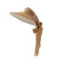 Women's summer straw sun visor with large brim and elegant ribbon bow tie - Adjustable / Dark Khaki