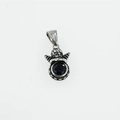 Vintage Silberanhänger Engel mit lila Schmuckstein und oxidiertem Edelstahl-Finish - Schwarzer Strass Anhänger Ohne Kette