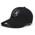 Klassische schwarze Baumwoll-Baseballkappe mit weißem Adler-Stickerei und Schirm - L(58-60cm) / Schwarz