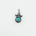 Gotischer Engelsanhänger mit blauem Edelstein und Vintage-Silber-Finish-Halskette - Türkis Anhänger Ohne Kette