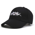 Berretto da baseball nero hip-hop con ricamo bianco a occhio di mostro in cotone street - L / Nero