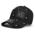 Zwarte dames baseballpet met glanzend strass-vuurwerkpatroon voor zonbescherming - Volwassene / Zwart
