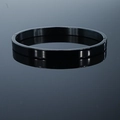 Bracelet jonc minimaliste en acier inoxydable noir poli avec fermoir à charnière - Style Lisse 6mm Femmes / Noir