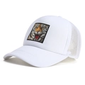 Cappellino trucker bianco con tigre cartone animato e rete traspirante regolabile - Regolabile / Bianco