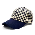 Houndstooth baseballpet voor heren en dames met blauwe klep en geel geruit patroon - Volwassene / Marineblauw