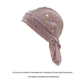 Detail van roze glitter piratenmuts met gouden sterren en verstelbare strikbandjes - Volwassene / Roze