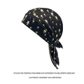 Black breathable sports headwrap with gold star print for outdoor cycling and running - Adult / Black
