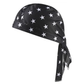 Bandana da pirata nera alla moda con stelle bianche e lunghi cinturini regolabili - Adulto / Nero