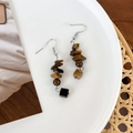 Handmade brown tiger eye stone earrings with geometric shapes in a white ceramic dish - Tiger Eye Irregular Beaded Earrings (Main Style)