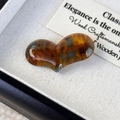 Detailed macro view of heart-shaped acetate hair clip with vintage tortoiseshell texture - Mocha Blue