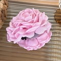 Detailed macro view of the multi-layered pink fabric rose petal hair claw clip - 12cm Hair Claw