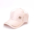 Cappellino da baseball in raso rosa da donna con finiture dorate e logo M in metallo - Taglia unica / Rosa