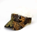 Detail of camouflage visor with long white faux fur hair decoration on top - Camouflage Cream
