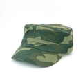 Detailed close-up of jungle camouflage flat top military cap made of durable canvas material - One Size / Desert Camouflage