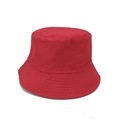 Detail of red cotton bucket hat showing parallel stitching on brim and durable fabric - One Size / Red