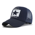 Casquette trucker bleu foncé avec imprimé étoile et maille respirante pour hommes et femmes - Bleu marine