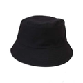 Detail of classic black cotton bucket hat with premium stitching on wide brim - One Size / Cyan