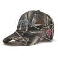 Detail of fish bone embroidery on a camouflage baseball cap with reinforced stitching - Embroidered Fishbone Withered Grass Camo Style (3)