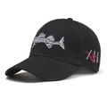 Black cotton baseball cap with white fishbone embroidery and XSH side lettering - Embroidered Fishbone Black Style (2)