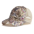 Dettaglio cappello baseball con paillettes con rete traspirante e motivi geometrici - Taglia unica / Beige Scuro