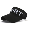 Women's black knitted sun visor hat with sport letter embroidery and breathable mesh - One Size / Black