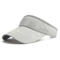 Close-up of light grey visor hat showing breathable mesh fabric and camouflage pattern - One Size / Gray