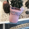 Women's pink knitted sun visor with sport print and breathable striped texture - One Size / Pink