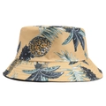 Reversible bucket hat featuring yellow tropical pineapple and palm leaf print design - One Size / Yellow Style 2
