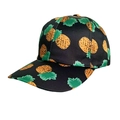 Casquette de baseball noire pour femmes avec imprimé ananas tropical et visière courbée - Taille unique / Noir
