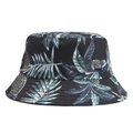 Reversible bucket hat with black background and colorful tropical pineapple leaf prints - One Size / Black Style 3