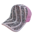 Berretto da baseball rosa alla moda con strass e perle bianche sulla visiera - Taglia unica / Rosa