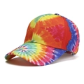 Gorra de béisbol tie-dye unisex con visera curva y vibrante patrón de remolino multicolor - Talla única / Colorido