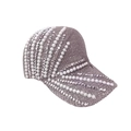 Detalle de gorra de punto gris con perlas blancas y diamantes de imitación brillantes - Talla única / Caqui